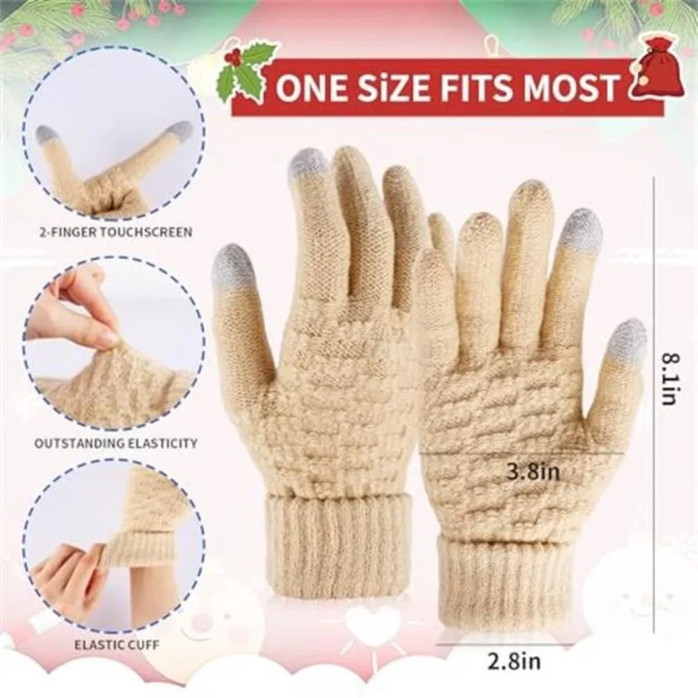 4 Pairs Winter Gloves Touchscreen Knit Mittens